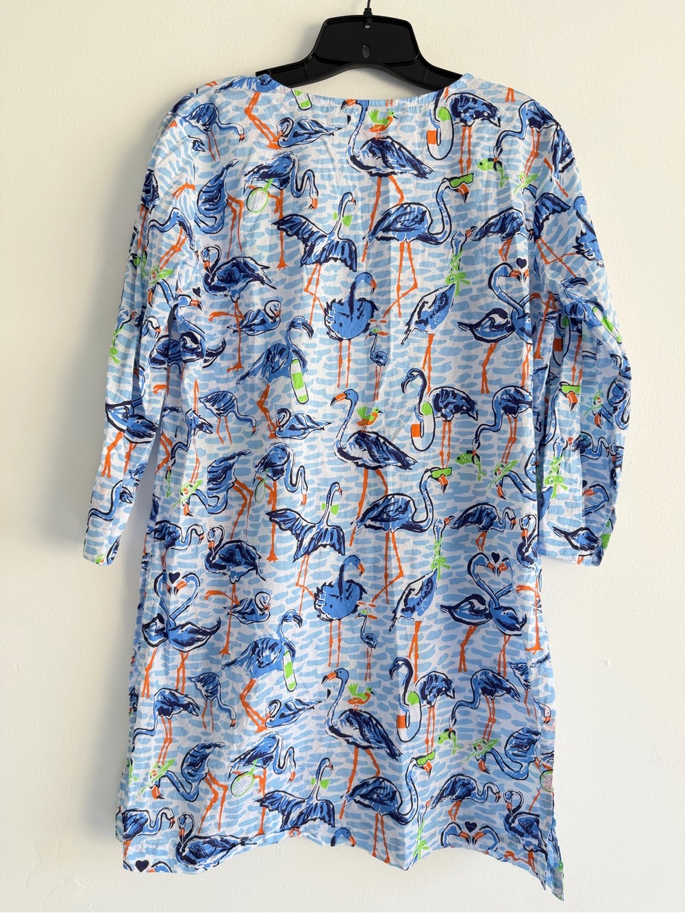 Gretchen Scott Blue Orange Flamingos Floaties Tunic Dress Medium 57151 - Picture 4 of 8